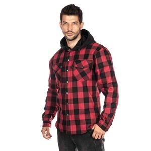 Road Armor by Skull Riderz Red Checkered Flannel Hoodie Shirt